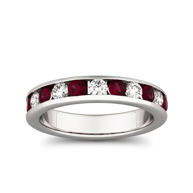 Pompeii3 1ct Ruby & Diamond Channel Set Wedding Ring 14K White Gold, 1 of 5