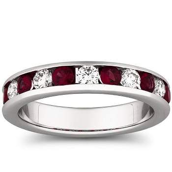 Pompeii3 1ct Ruby & Diamond Channel Set Wedding Ring 14K White Gold