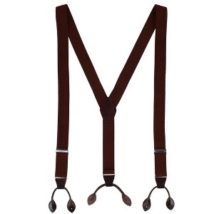CTM Men's 35mm Wide Elastic and Leather Button-End Suspenders - 1 of 4