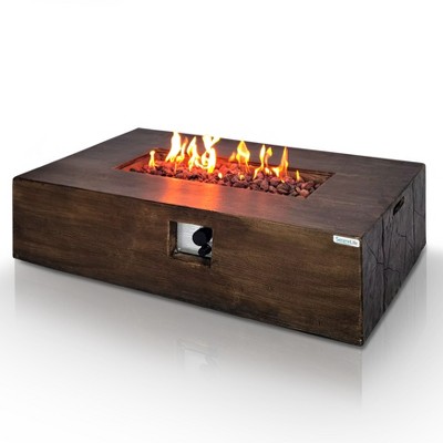 SereneLife Propane Gas Fire Pit Table 50,000 BTU Stainless Steel Burner with Lava Rock - 54.33" x 27.95" x 13.78"