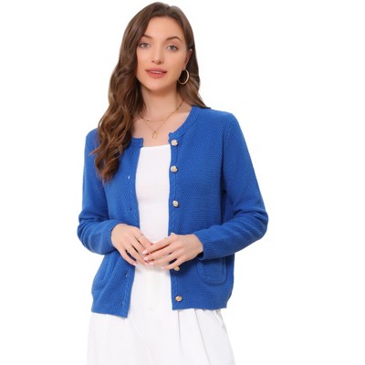 INSPIRE CHIC Women's Open Front Collarless Button Down Business Casual Chunky Knit Cardigans