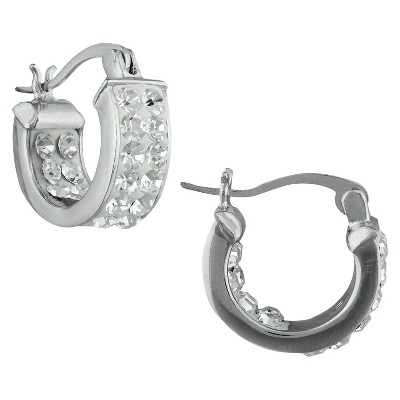 Silver Plated Huggie Hoop Crystal Earrings