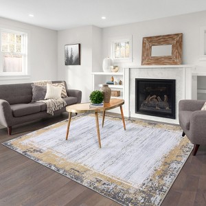 Modern Bordered Area Rugs for Bedroom Machine Washable Living Room Rug - 1 of 4