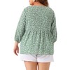Agnes Orinda Women's Plus Size 3/4 Sleeve Square Neck Floral Peplum Babydoll Blouses - 4 of 4