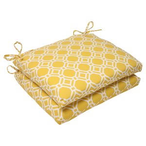 Outdoor 2-Piece Square Seat Cushion Set - Yellow/White Rossmere Geometric