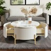 Mshliw Round Coffee Table with 2 Storage Drawers, MDF Top and Metal Legs Accent Center Table for Living Room, Dining Table, Sofa Table, 31.5"x17.1" - 2 of 4