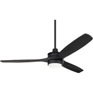 52" Casa Vieja Modern 3 Blade Ceiling Fan with Dimmable LED Light Remote Matte Black for Living Room Kitchen House Bedroom Family - 1 of 4