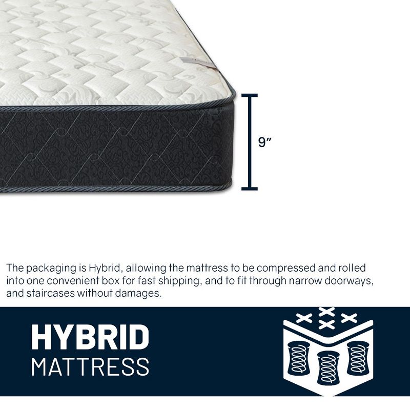 Continental Sleep, 9-Inch Medium Firm Tight Top Single Sided Hybrid Mattress, Compatible with Adjustable Bed, 6 of 7