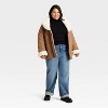 Women's Belted Faux Shearling Puffer Jacket - Ava & Viv™ - 3 of 3