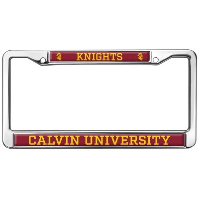 Calvin University Mascot Full Size Standard License Plate Metal Frame