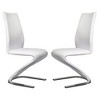 Royal Hampton Leatherette Side Chair with U Shaped Metal Base, Set of 2, White and Chrome - 2 of 4