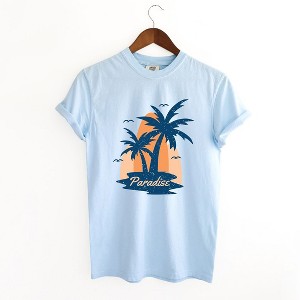 Simply Sage Market Women's Paradise Palm Tree Short Sleeve Garment Dyed Tee - 1 of 2