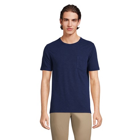 Lands' End Men's Short Sleeve Garment Dye Slub Pocket Tee - Large ...