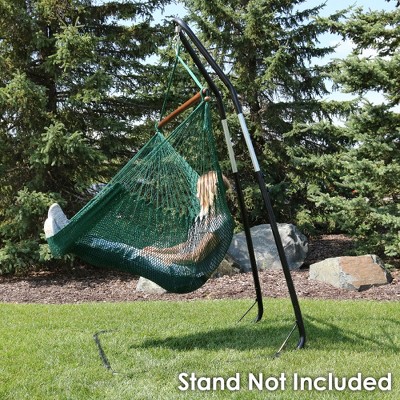 Sunnydaze Caribbean Style Extra Large Hanging Rope Hammock Chair Swing for Backyard and Patio - Green