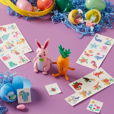 Pink and Orange Felt Bunny and Carrot Easter Figurine Duo
