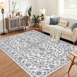 Area Rug, Rugs for Living Room, Washable Vintage Rug, Non-Slip Low Pile Throw Soft Rugs with Rubber Backing, Washable Rugs - 1 of 4