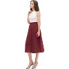 Women's High Waist Pleated A-Line Midi Skirt - Swing Flare Design A-burgundy - 3 of 4