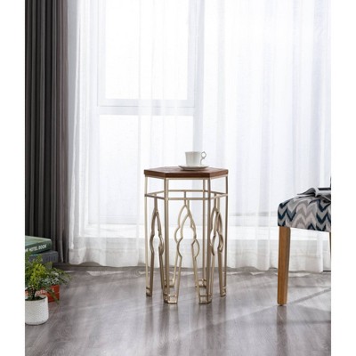 Genevieve Gold & Natural Fir Wood Round Nesting Tables