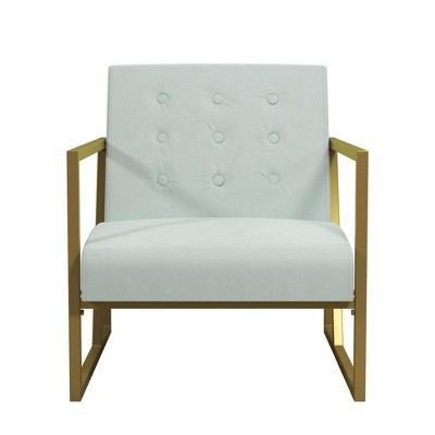 Lexington Modern Chair Gold Frame & Bleached Teal Velvet Upholstery - Cosmoliving By Cosmopolitan