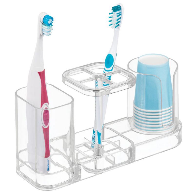 mDesign Plastic Bathroom Countertop Toothbrush Storage Organizer Stand, 4 of 10