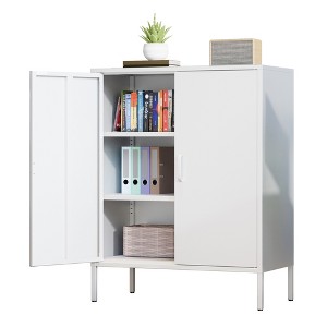 Rbied 31.5 in. W x 15.8 in. D x 40 in. H Metal File Cabinet Storage Cabinet with Adjustable Shelves for Homes, Offices and Coffee Bars - 1 of 4