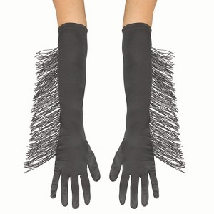 Fun World Long Black Gloves with Fringe Costume Accessory - Black - 1 of 1