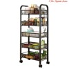 5 Tier Vegetable Basket, Storage Rolling Cart, Metal Mesh Storage Rack On Wheels, Vegetable Organizer for Kitchen - 3 of 4