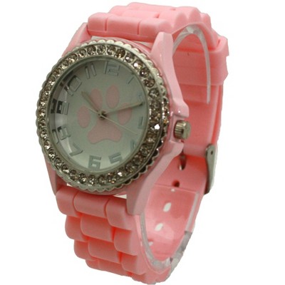 Olivia Pratt Every Day Silicone Paw and Rhinestones Colorful Women Watch
