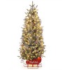 4.5 Foot Pre-Lit Artificial Christmas Tree with 85 Clear Lights,Timer,Pine Cones and Sleigh Base for Front Door, Porch, Xmas Home - 3 of 4