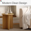 Stead Round Fluted Accent Table - Modern Home Small Round End Table with Solid Wood X-Base and Wood Veneer Top (Medium Oak) - 3 of 4