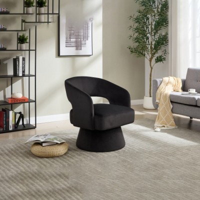Modern Swivel Accent Chair with Deep Seat,Upholstered Swivel Recliners Couch,Velvet Armchair for Small Living Room or Apartment-Maison Boucle