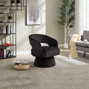 Modern Swivel Accent Chair with Deep Seat,Upholstered Swivel Recliners Couch,Velvet Armchair for Small Living Room or Apartment-Maison Boucle - 1 of 4
