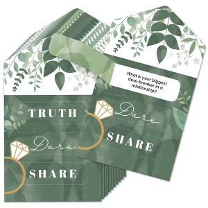 Big Dot of Happiness Boho Botanical Bride - Greenery Bridal Shower and Wedding Party Game Pickle Cards - Truth, Dare, Share Pull Tabs - Set of 12 - 1 of 4