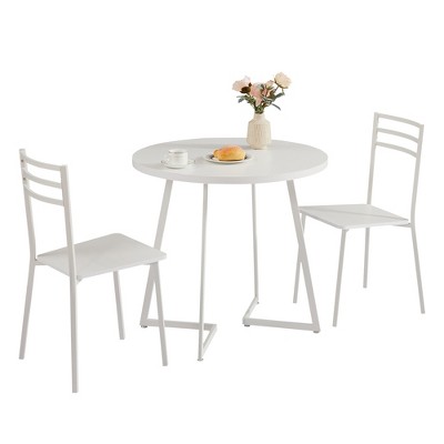 VECELO 3-Piece Dining Table Set, 30 in. H Modern Round Wood Top Accent Table and Chairs for Room and Small Space