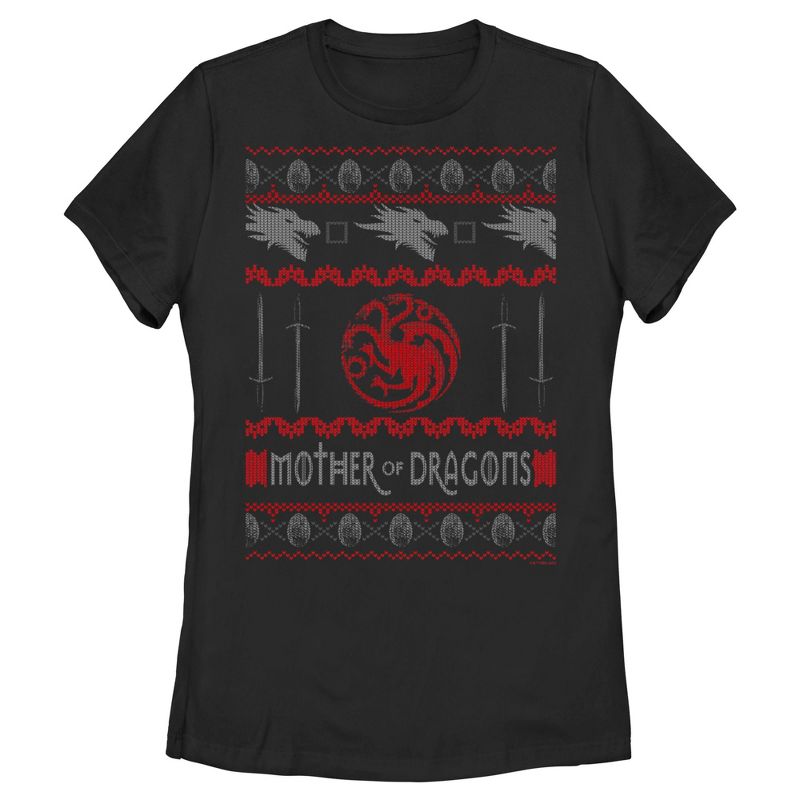 Women's Game of Thrones Christmas Mother of Dragons Sweater T-Shirt, 1 of 5