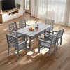 Outdoor Patio Dining Set, 7 Pcs Dining Set with Chairs and Table, Dining Set with Steel Frame, Dining Table with Umbrella Hole-Coolbibila - 3 of 4