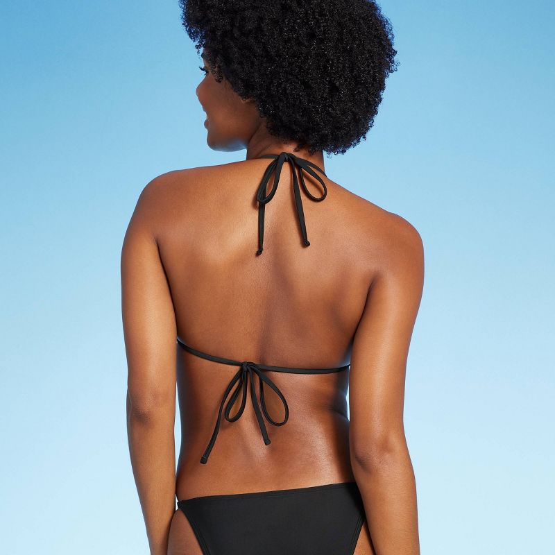 Women's Low Coverage Mini Triangle Bikini Top - Wild Fable™ Black, 3 of 11
