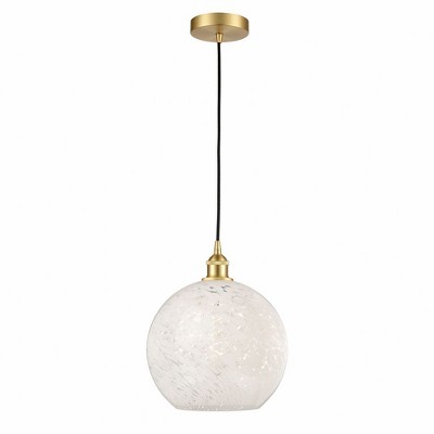 White Mouchette - 1 Light Cord Hung Pendant In Modern Style-13.5 Inches Tall and 12 Inches Wide