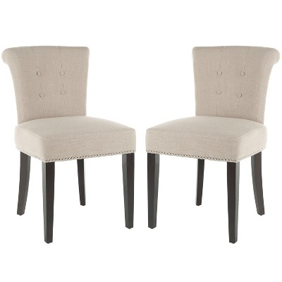 Sinclaire 21''H Side Chairs (Set of 2)   Silver Nail Heads - True Taupe - Safavieh