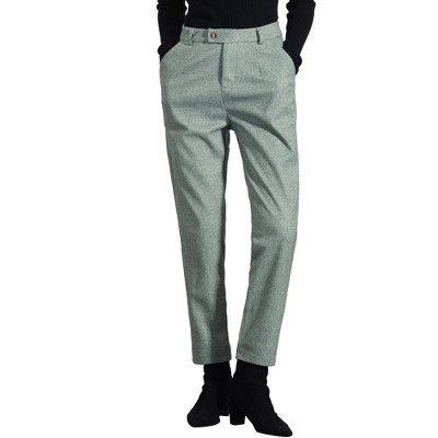 Allegra K Women's Straight Casual Button Down High Waist Cropped Pants
