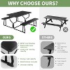 Outdoor Picnic Tables with Benches, Plastics Picnic Table Bench Set with Metal Frame, Camping Table Chair Set for Patio Lawn Garden Backyard - 2 of 4