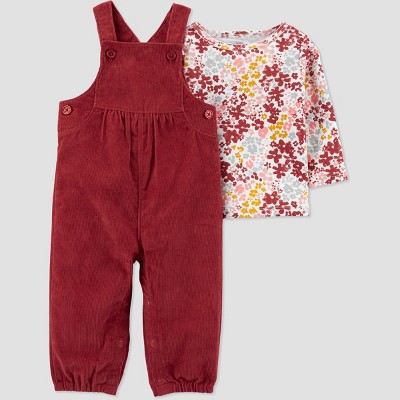 Image of Baby Girls' Floral Top & Bottom Set - Just One You® made by carter's Rust Red 9M
