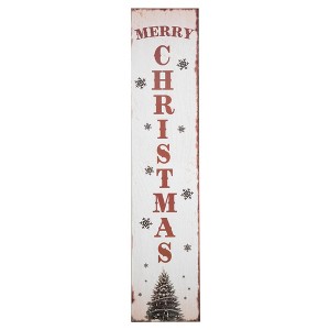 Northlight Tree and Snowflakes "Merry Christmas" Porch Sign Decoration - 36" - White and Red - 1 of 4