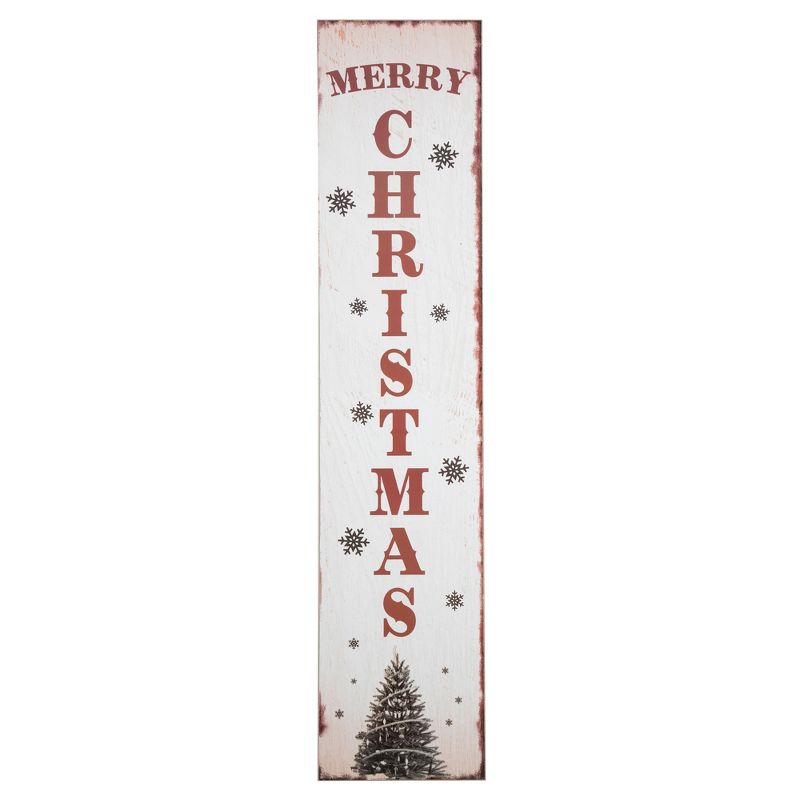 Northlight 36" Merry Christmas Tree and Snowflakes Porch Board Sign Decoration, 1 of 5