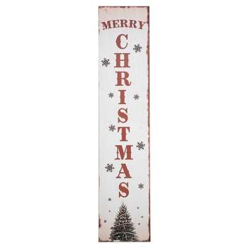 Northlight 36" Merry Christmas Tree and Snowflakes Porch Board Sign Decoration