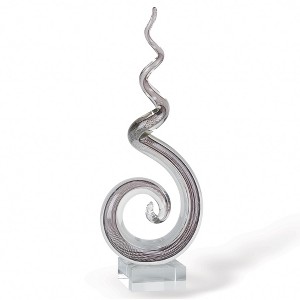 HomeRoots 20" Clear and Brown Murano Glass Modern Abstract Tabletop Sculpture - 1 of 4