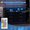 Dresser for Bedroom with LED Light & Charging Station, 6 Drawers Wooden Dressers with Open Space, Modern Chest of Double Wide Drawers - 3 of 4