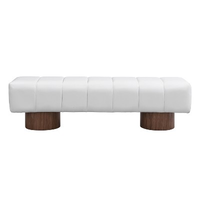 Vynxaria Upholstered Dining Bench for Dining Room, End of Bed Entryway Bench Ottoman for Bedroom Living Room, Beige PU Stool Top