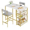 Dining Table Chair Set - Kitchen Table & Chair Sets - Compact Table w/ Upholstered Bar Stools & Space Saving Design for Apartment - 2 of 4
