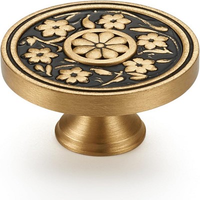 Attop Brass Cabinet Knobs Modern Carved Bathroom Closet Kitchen Handles Round Gold Drawer Cupboard Cabinet Hardware (2)